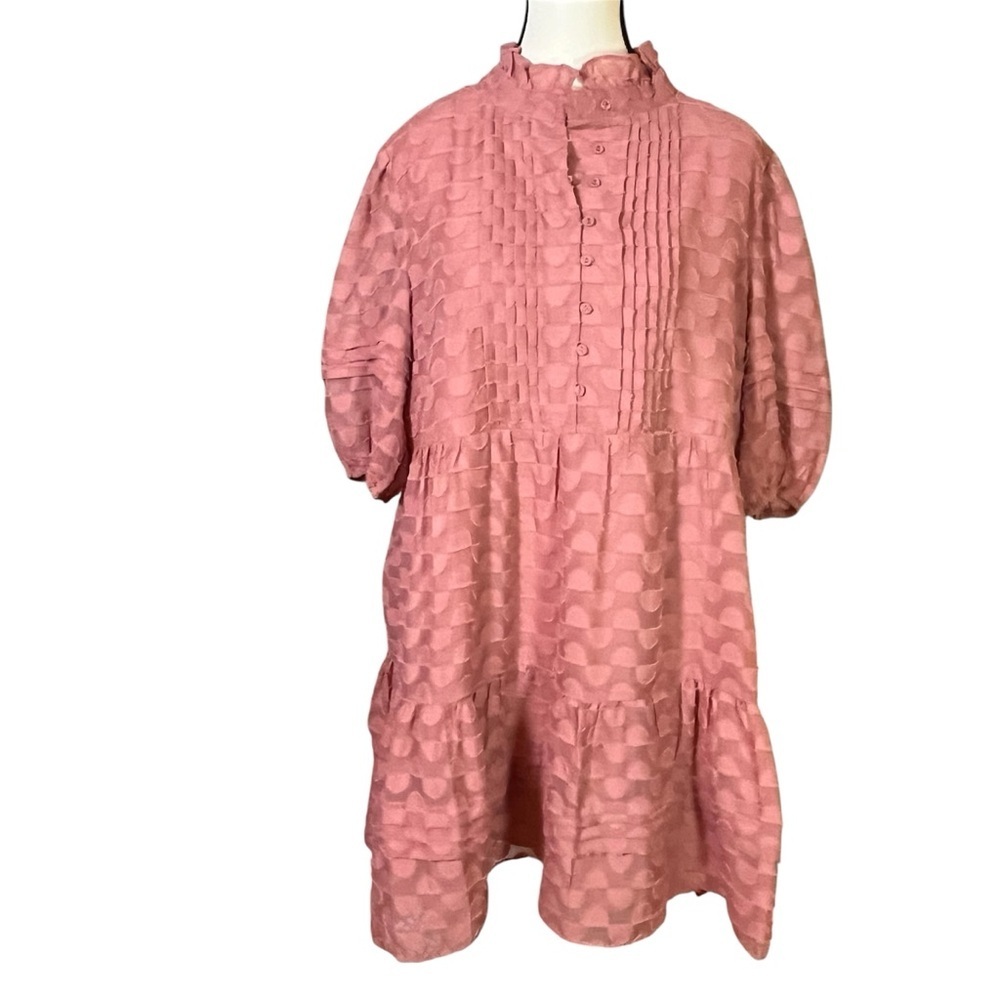Walter Baker Elia Coral Blush Dress Babydoll Puff Short Sleeve Women Size XL NWT
